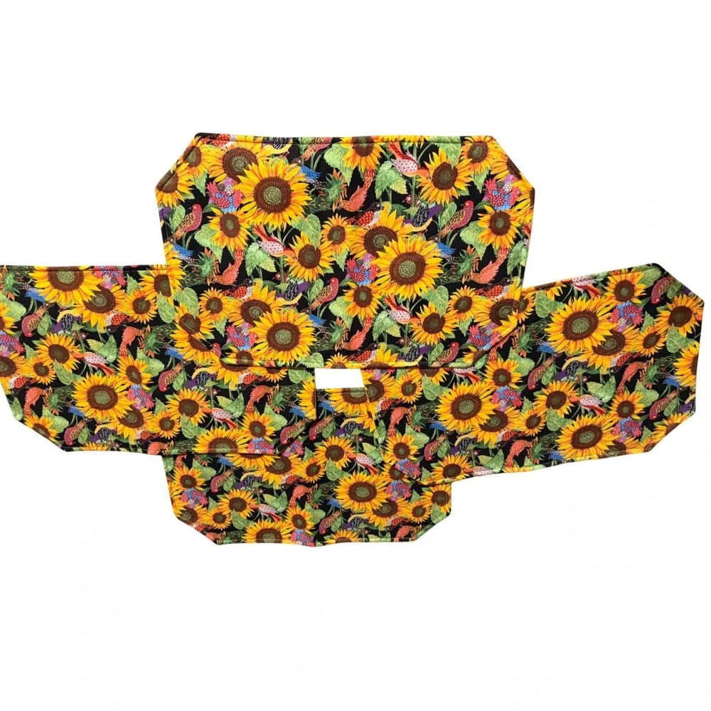 Sunflower‎ Bird Table Runner 4 Placemats Set Multicolor Excellent Quilted handm